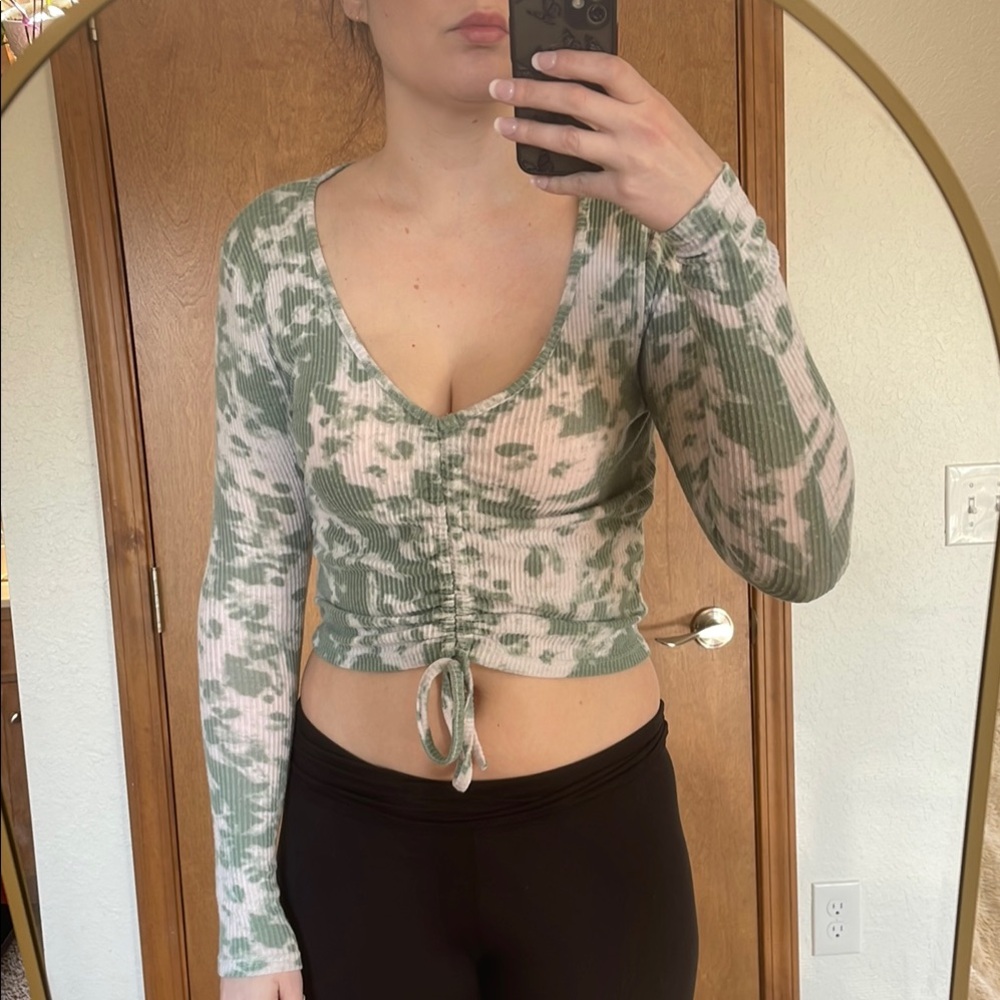 Green and White Women's Top (M)